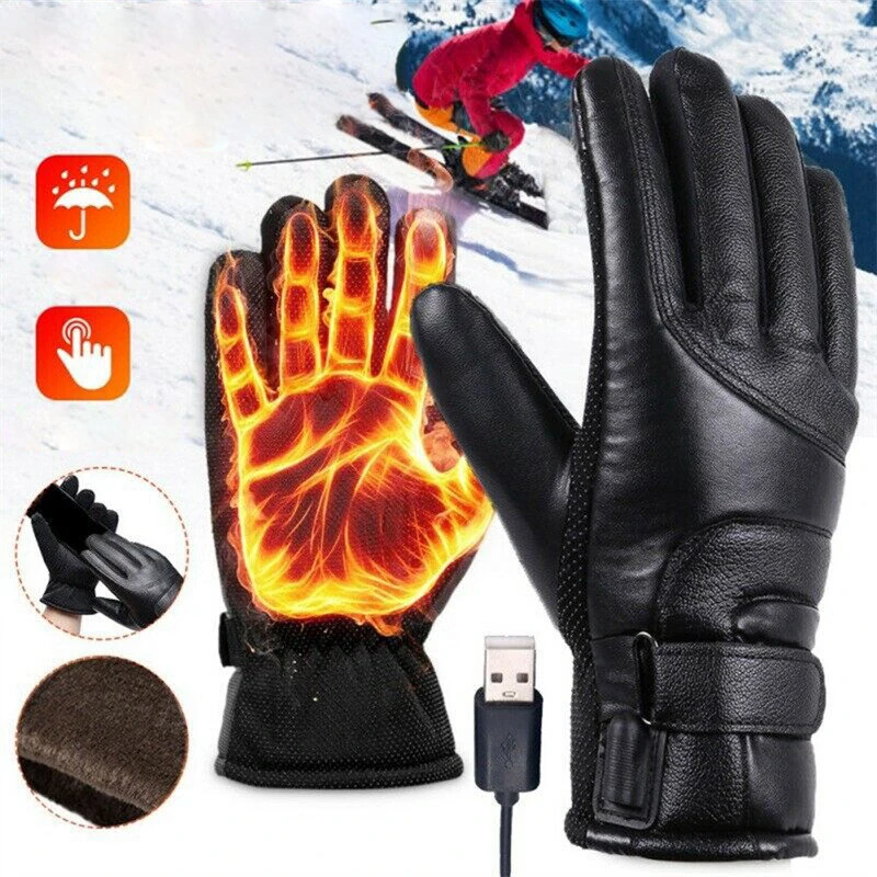 TENGOO USB Electric Heated Thermostatic Gloves Waterproof PU Touchscreen Heated Gloves Winter Motorcycle Riding Hand Warm Gloves (image for) TENGOO USB Electric Heated Thermostatic Gloves Waterproof PU Touchscreen Heated Gloves Winter Motorcycle Riding Hand Warm Gloves